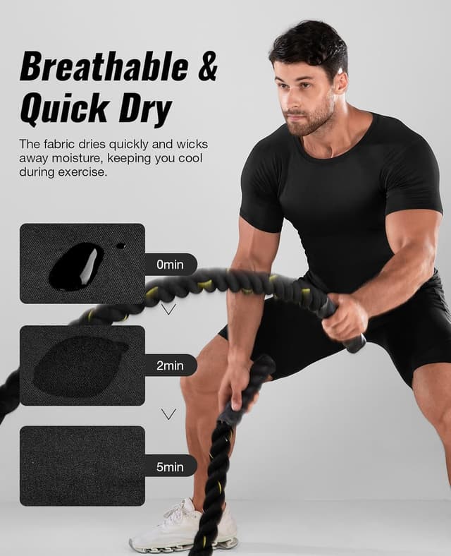 Detalle de Niksa Men’s Compression Shirt (3-pack) – short sleeve gym base layer in quick-dry stretch fabric