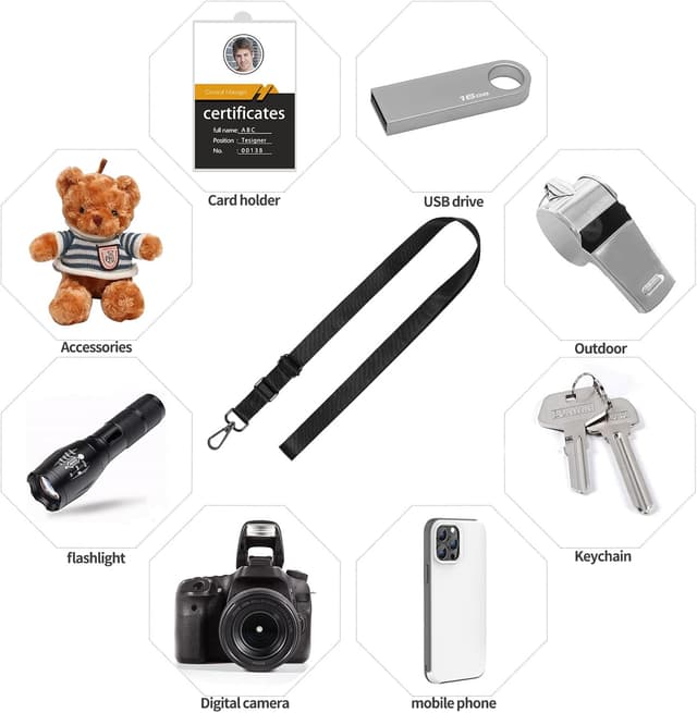 Detalle 2 de DGHYDZ Universal Mobile Phone Lanyard with Adjustable Neck Strap and Wrist Strap (Pure Black)