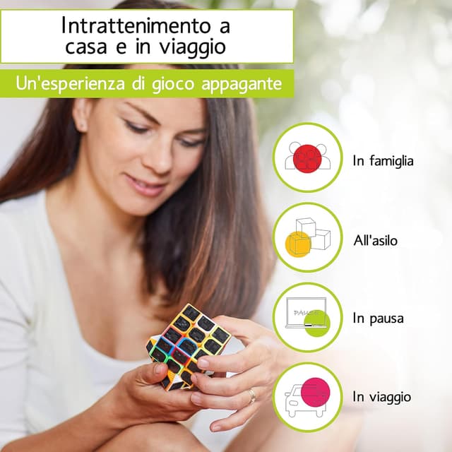 Detalle de CUBIDI Cubo Magico Speedcube 3x3 in carbonio “Tipo New York” per principianti ed esperti