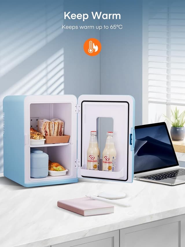Detalle de FOHERE 2-in-1 Mini-Kühlschrank (15 l) mit Kühl- und Heizfunktion, DC/AC für Auto & Büro