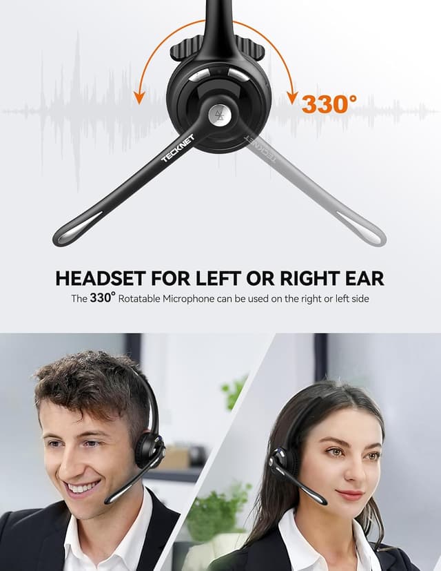 Thumbnail 4 de TECKNET Bluetooth Headset Noise‑Cancelling Mic