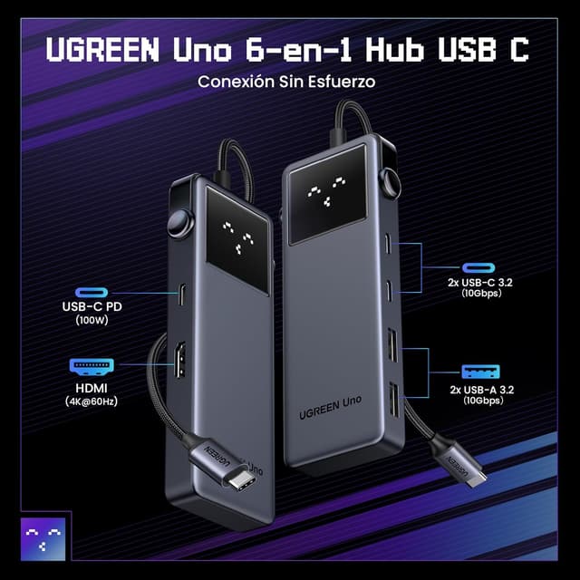 Detalle 2 de UGREEN Uno Hub USB-C 10Gbps HDMI 4K 60Hz 🚀