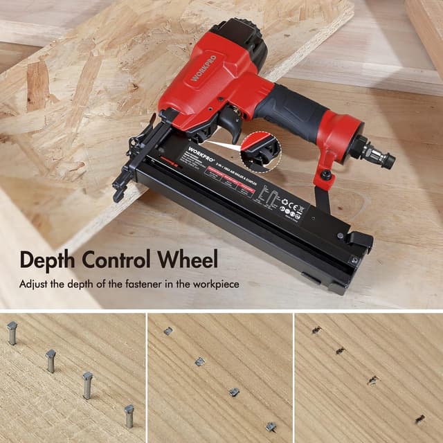 Detalle 2 de WORKPRO Chiodatrice pneumatica 2 in 1 18GA, max 7,1 bar