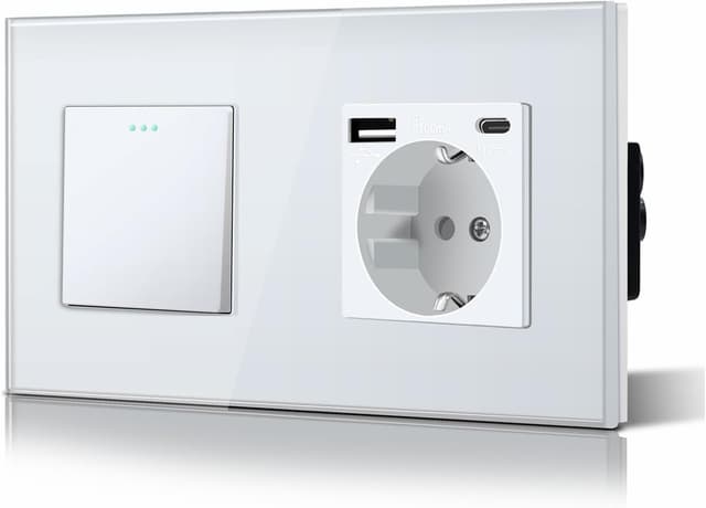 Detalle de BSEED Interruptor 1 Gang USB C Blanco