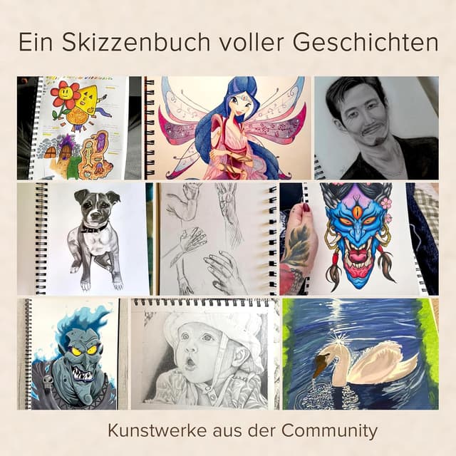 Detalle de Gebundenes Skizzenbuch für Künstler, DIN A4 (200 g/m²) – spiralgebunden, 40 Bögen / 80 Seiten