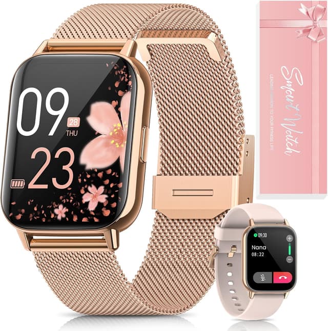 Detalle de SWGOTA 2026 Smartwatch für Damen mit Telefonfunktion, 1,83" HD, Roségold (u. a. Herzfrequenz, SpO2, Zyklus)