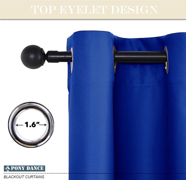 Detalle 2 de PONY DANCE Royal Blue Blackout Curtains 46×54 in 🪟