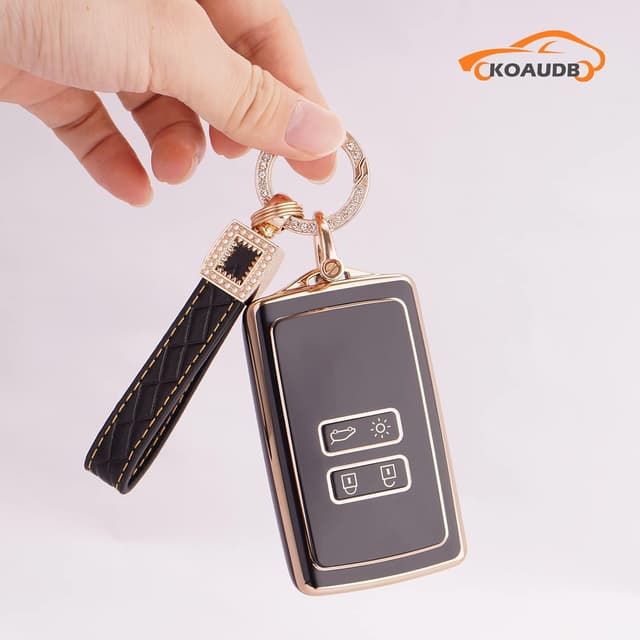 Detalle 1 de Koaudb Autoschlüssel Hülle Cover für 4-Tasten-Schlüsseletui (TPU) inkl. Lederanhänger