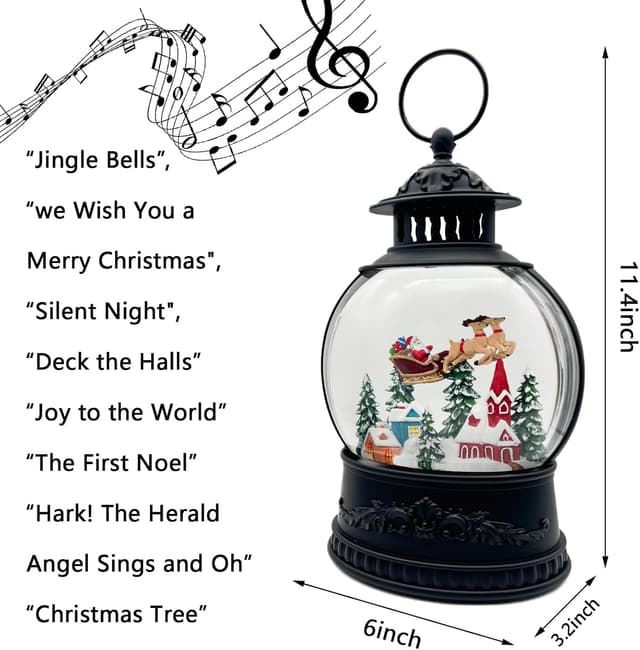 Thumbnail 5 de AOMIL Christmas Snow Globe Lantern with Music 🎄