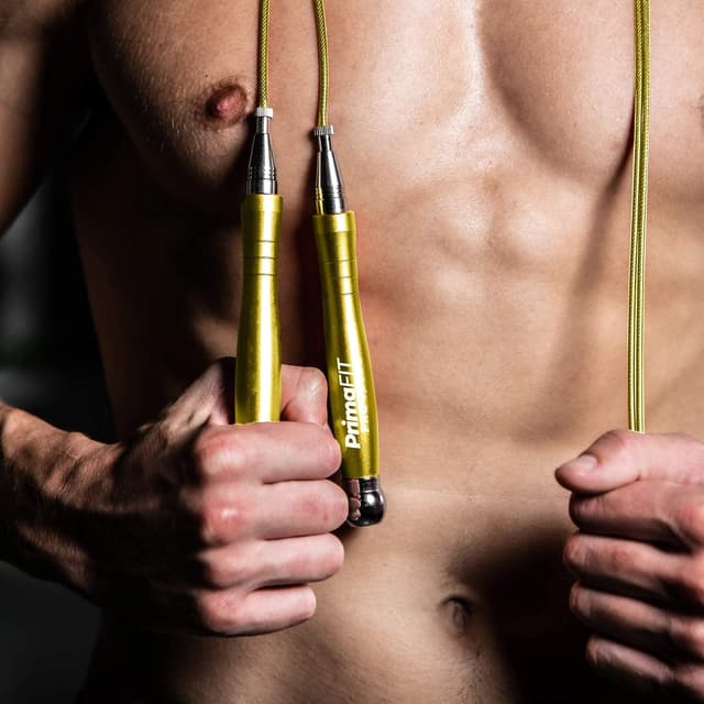 Detalle de PrimaFIT Pro Speed corde à sauter crossfit lestée réglable (aluminium) pour sport et HIIT