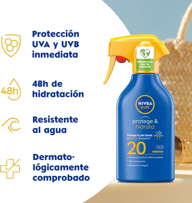 Detalle de NIVEA SUN Protege & Hidrata Spray Solar FP20 🌞 270 ml