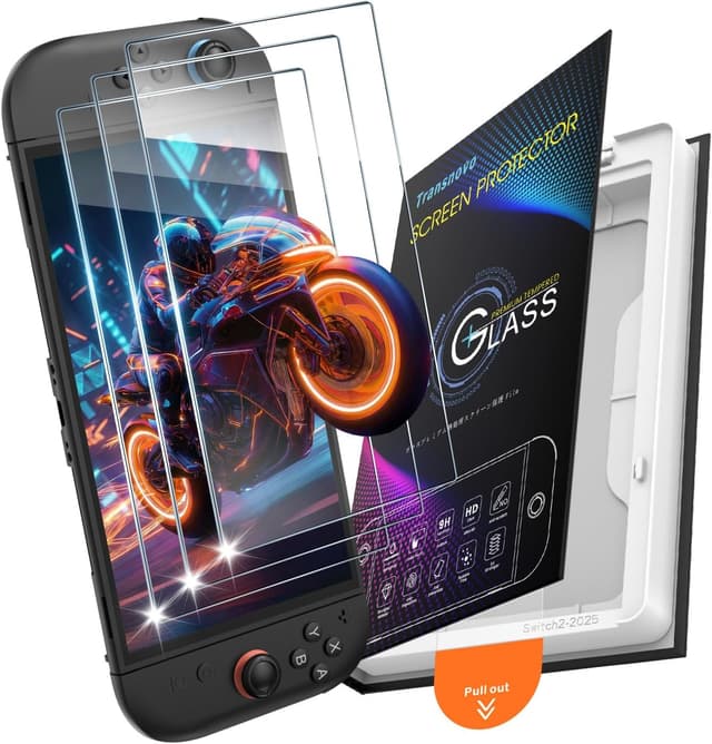 Detalle de Switch 2 Screen Protector Glass with Book-Style Guiding Frame (9H Tempered Glass) – Anti-Fingerprint, Ultra HD Clear & Zero-Lag Touch, 3 Pack