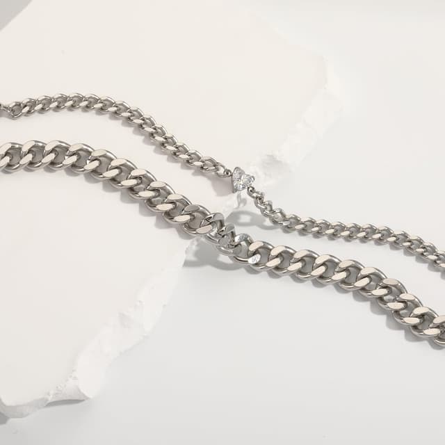 Detalle de Fehki Edelstahl Partnerarmbänder 316L, 17+5 cm