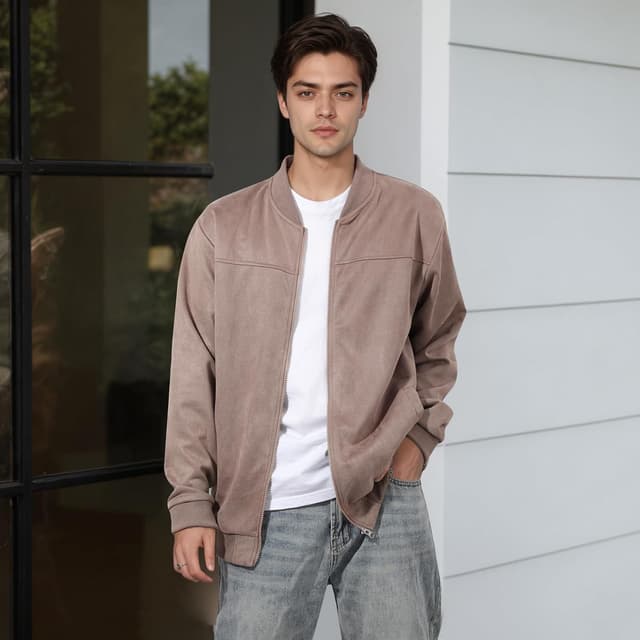 Detalle 2 de Veste de bombardier légère Jywmsc pour homme (manteau léger et coupe décontractée) – printemps/automne