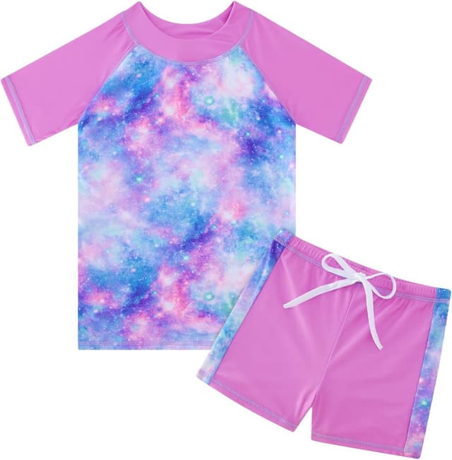 Thumbnail 6 de Fanient Girls Kids Two-Piece Short Sleeve Swimsuit (UPF 50+), age 4–10