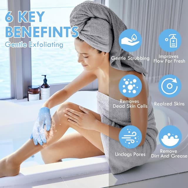 Detalle de URAQT Guanto Esfoliante da 6 Pezzi: guanti doccia riutilizzabili a doppia faccia