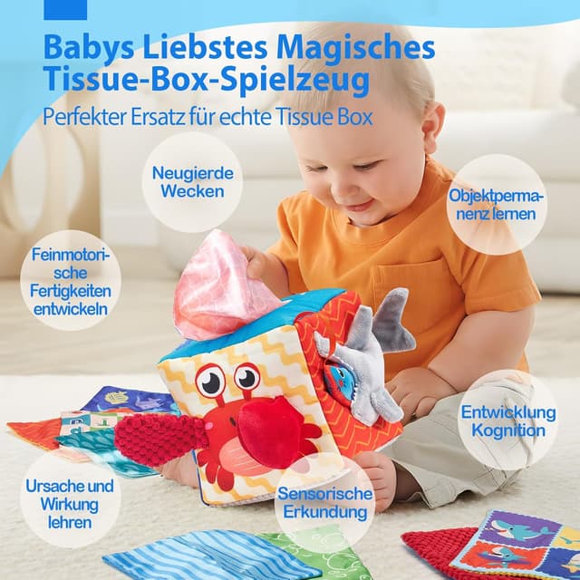 Detalle 2 de hahaland Baby Spielzeug Tissue Box 6 Monate