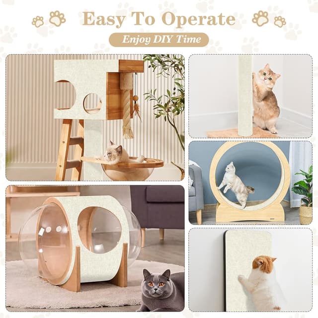 Detalle de Omtofo 2er-Pack selbstklebende Kratzschutzmatten für Sofa & Katzenliegeplätze (200 x 40 cm), cremefarben