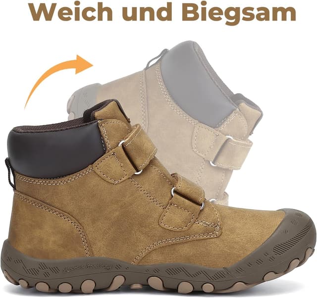 Detalle de Mishansha Kinder Wanderschuhe & Trekkingstiefel – leicht, wasserabweisend und mit Schnellverschluss