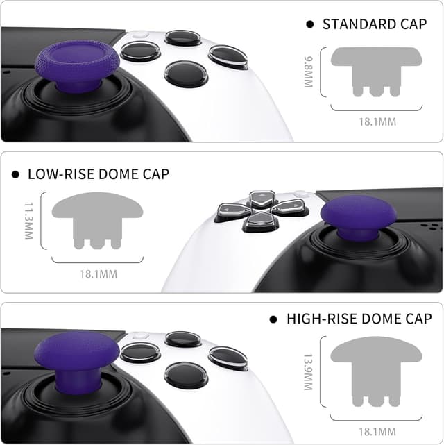 Detalle de eXtremeRate 6-in-1 austauschbare Thumbsticks für PS5 Edge (Thumbstick-Kappen Aufsätze) – lila
