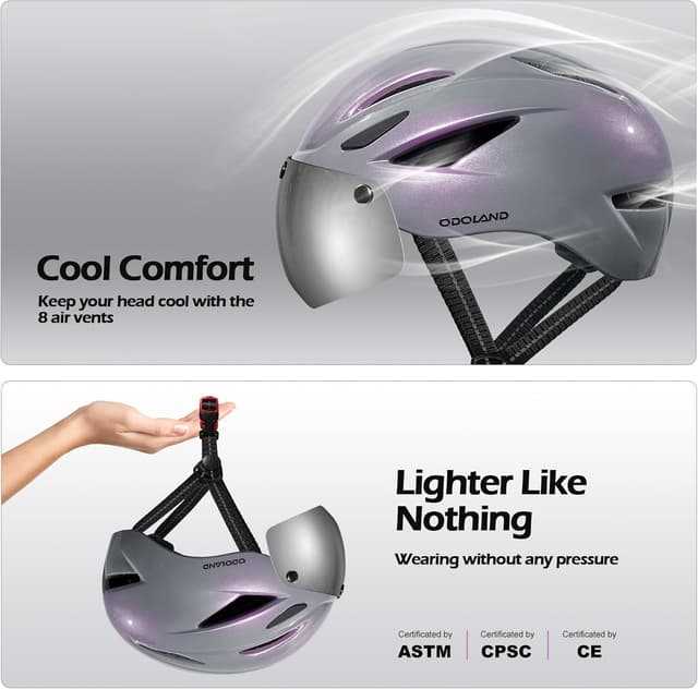 Detalle 1 de Odoland Fahrradhelm mit Magnetvisier