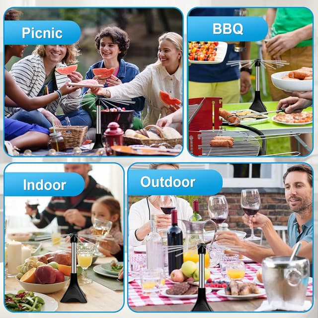 Detalle de Set da 2 ventilatori repellente per mosche e zanzare portatile, pieghevole e da appendere