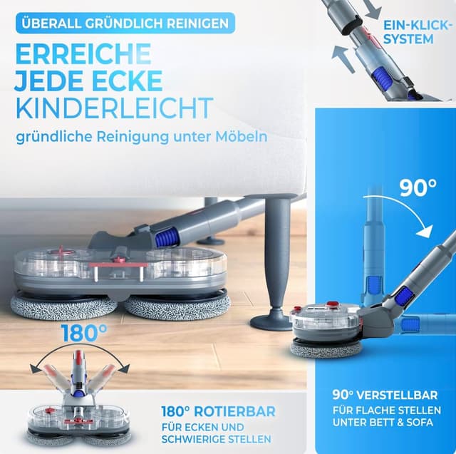 Detalle de Testsieger Wischaufsatz für Dyson V7/V8/V10/V11/V15 (Gen5) – elektrischer Wischmop mit abnehmbarem Wassertank