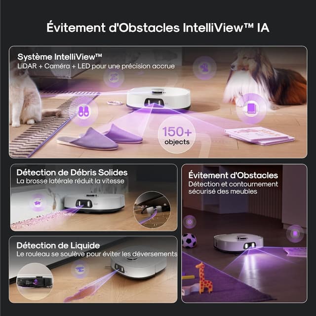 Detalle de Eureka J15 Ultra Gen2 : robot aspirateur-laveur avec station, lavage à 75°C et aspiration 21000Pa