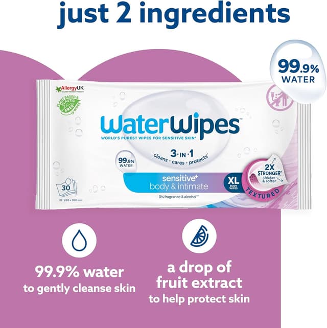 Thumbnail 3 de WaterWipes Sensitive+ Body & Intimate Wipes 90