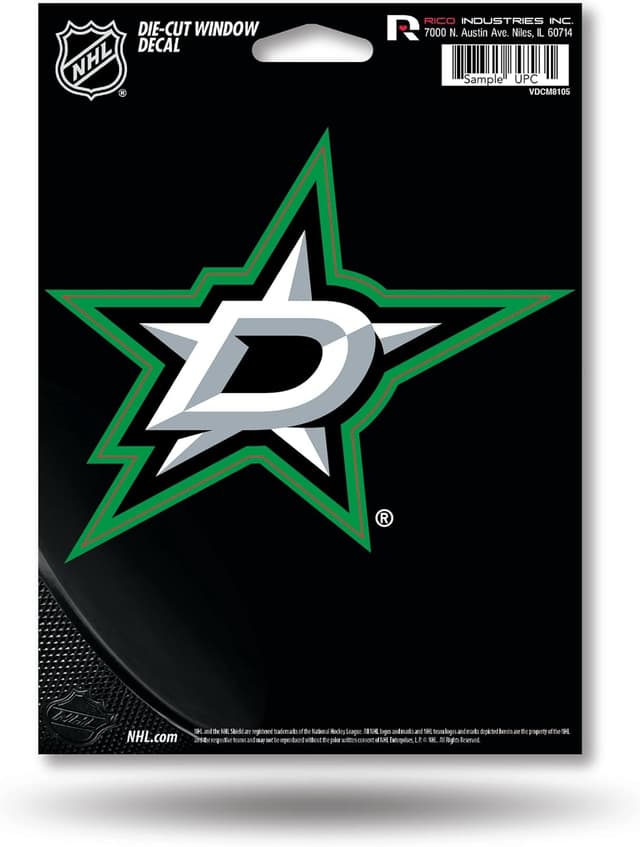 Detalle de Rico Industries NHL Hockey Dallas Stars 5" x 7" Vinyl Die-Cut Decal (Car, Truck, Home Accessory)