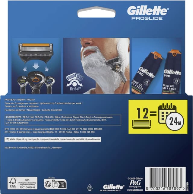 Detalle 2 de Gillette ProGlide Ersatzklingen (12 Stück) – kompatibel mit ProGlide, Fusion5 und ProShield