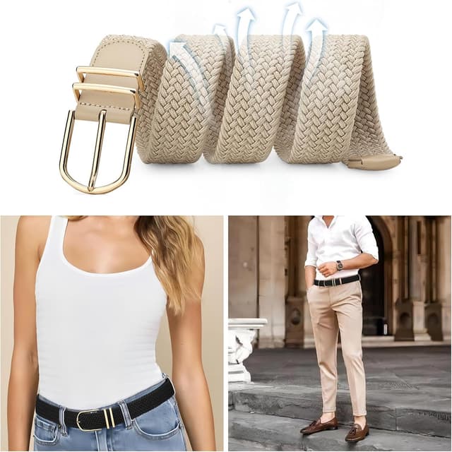 Detalle 1 de WERFORU Flecht-Gürtel elastisch 2er Set