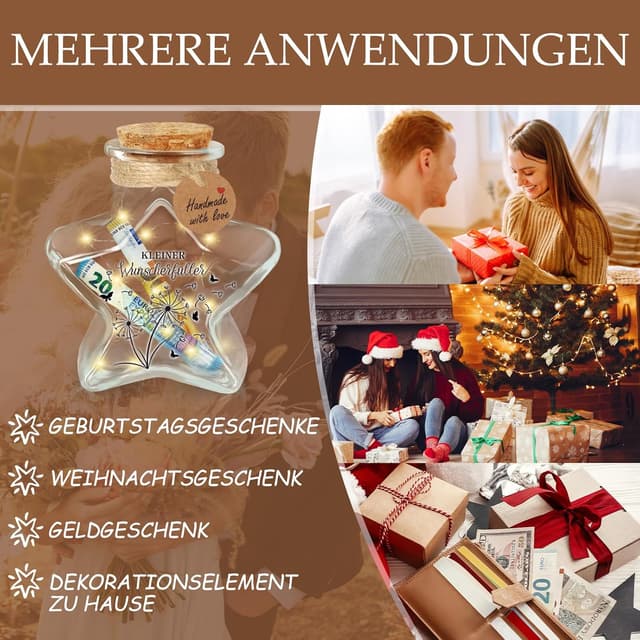 Detalle 2 de Giftota Wunscherfüller Geldgeschenk LED Flaschenlicht