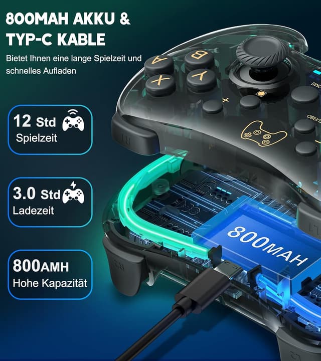 Thumbnail 6 de Wireless Switch Controller für Switch/Lite/OLED mit Dual-Motor-Vibration, RGB und Turbo