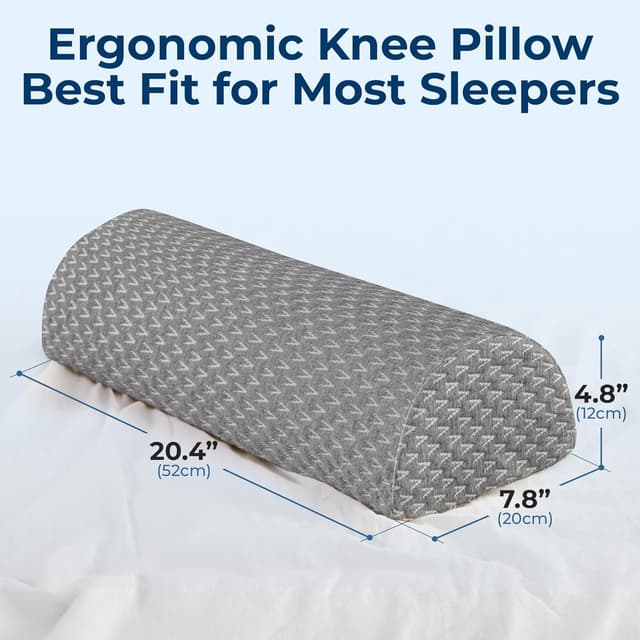Detalle de 5 STARS UNITED Knee Pillow for Back Sleeping with Memory Foam – Half Moon Bolster for Sciatica & Under-Leg Support, Grey