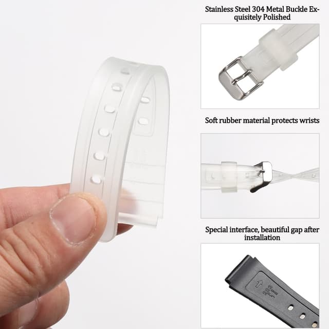 Detalle de Ersatzarmband aus Harz/Silikonkautschuk für Casio F-91W (F91W) – wasserdichtes Uhrenband