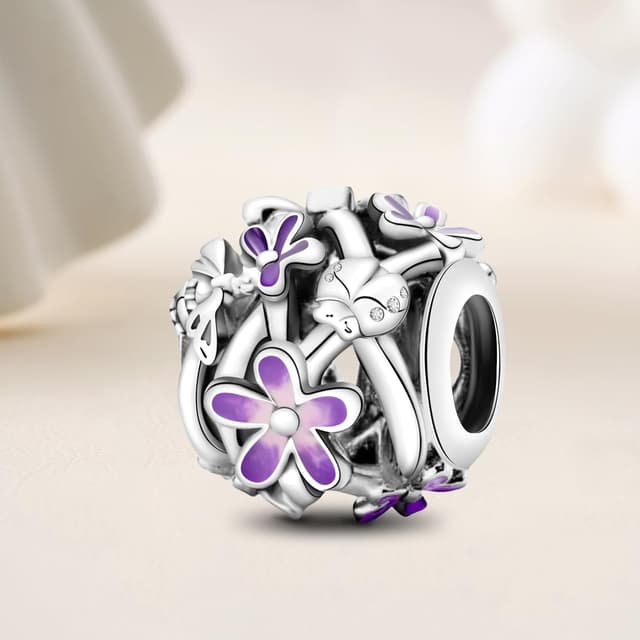 Detalle de Ruaidhra Sterling Silber Charms Anhänger – Kreuz, Herz, Blumen, Kleeblatt & Tier-Motive als Charm-Clip/Stopper