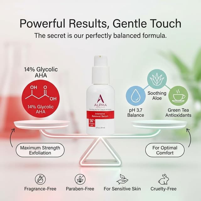 Detalle 2 de Alpha Skin Care Renewal Serum (14% Glycolic AHA) for Lines, Wrinkles & Uneven Tone, 2 Oz