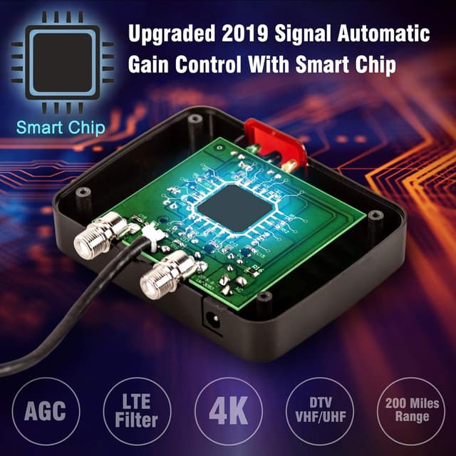 Detalle de Five Star Outdoor HD TV Antenna with Motorized 360° Rotation (Up to 200 Miles) + Installation Kit