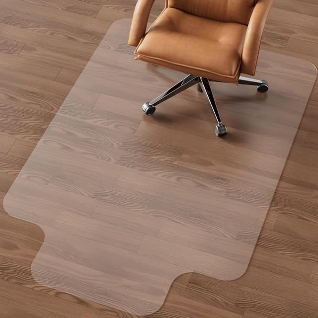Detalle de NATRKE Clear Office Chair Mat for Hard Floor (with Lip) 120x90cm – Transparent PVC Desk Chair Protector