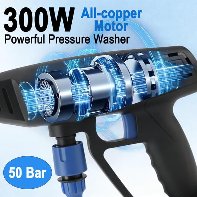 Detalle de Cordless Pressure Washer for Makita Battery (6-in-1) – 725 PSI Portable Jet Wash with Foam Pot, 5m Hose & Storage Box