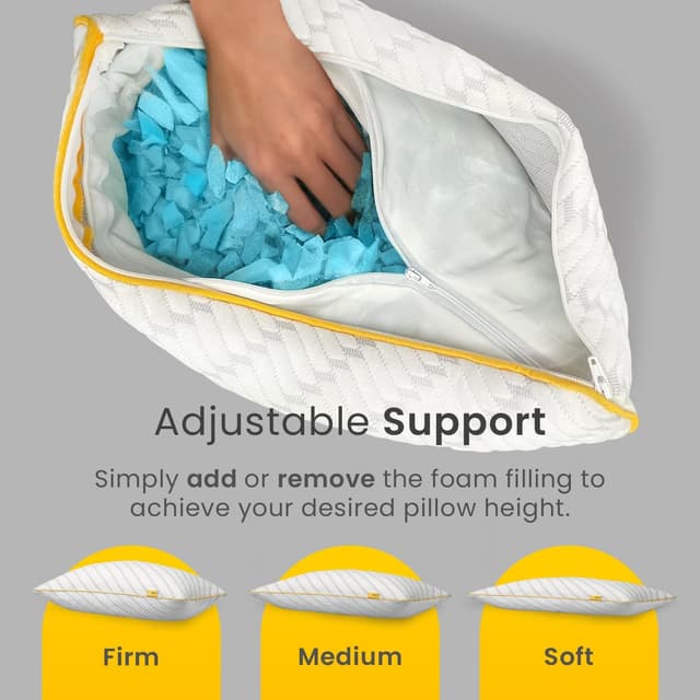 Detalle de Cosi Home Luxury Memory Foam Pillows 2 Pack with Bamboo Cover (71 x 45cm) – Adjustable Cooling Support