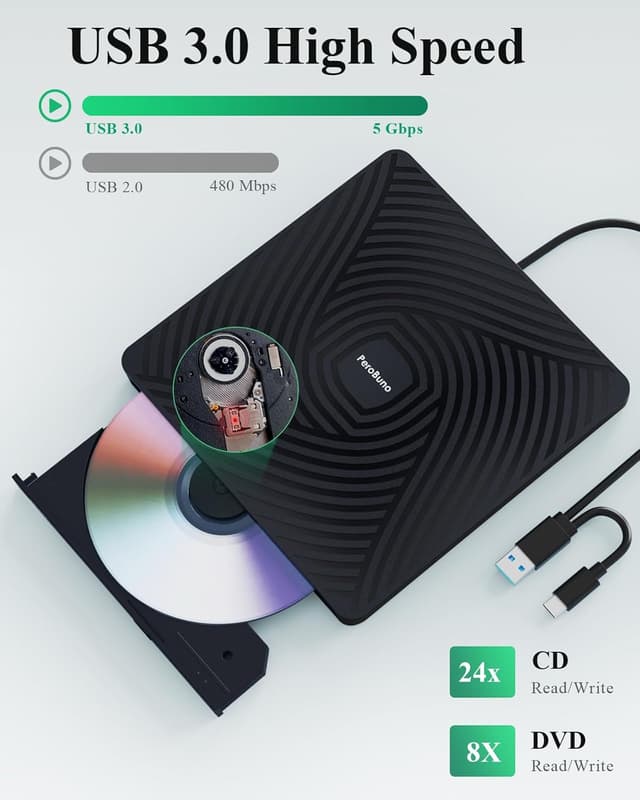 Thumbnail 3 de PeroBuno Masterizzatore DVD Esterno USB 3.0 Type-C slim 0,5" 📀