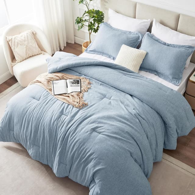 Detalle de CozyLux Twin/Twin XL Comforter Set (2-Piece) in Blue with Double-Brushed Microfiber