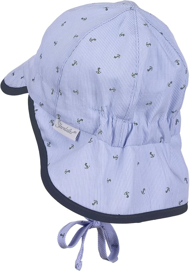 Detalle de Sterntaler Schirmmütze für Jungen (ab 9 Monaten) mit Bindebändern, Nackenschutz und Anker-Motiv