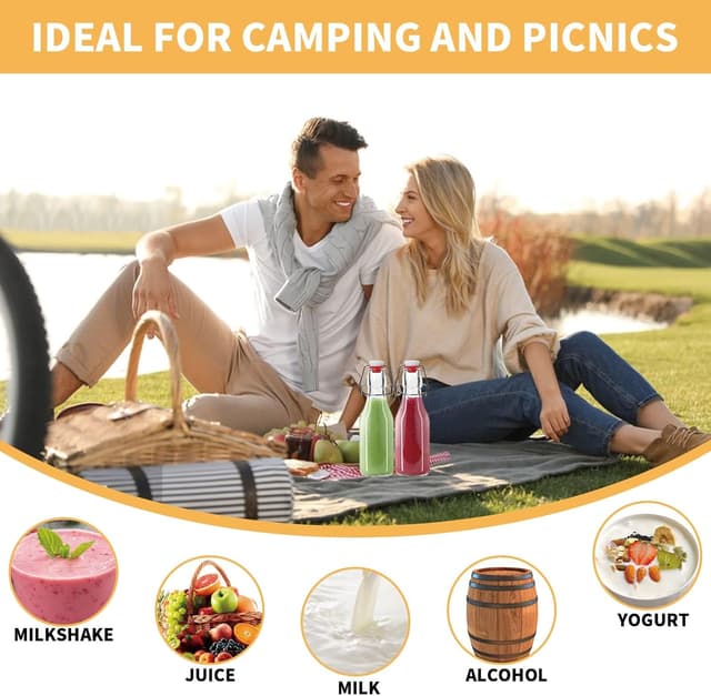 Thumbnail 6 de DYUEE Glass Bottles with Stoppers & Screw Caps, 8 Pack 250ml Transparent Bottles