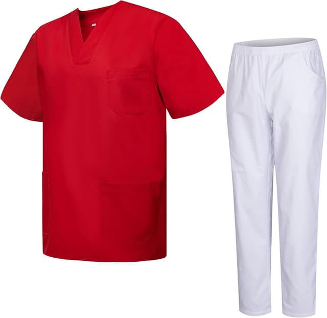 Detalle 2 de MISEMIYA uniforme sanitario unisex con pantalón blanco 817-8312-BLANCO (4XL, gris)