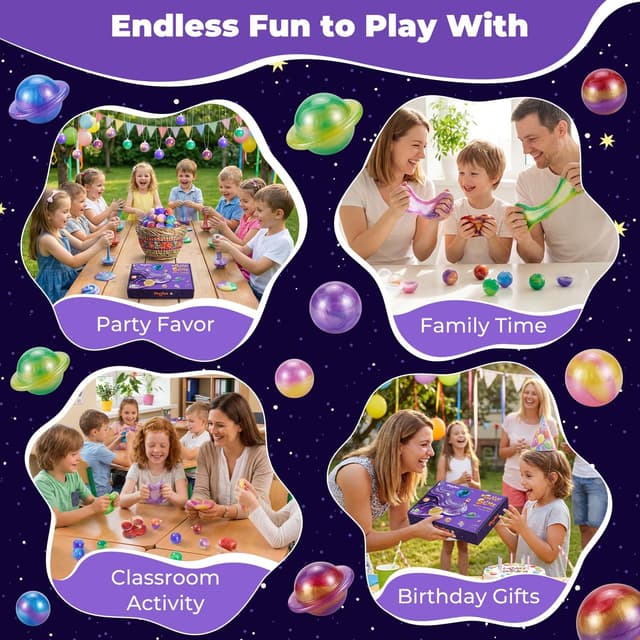Detalle de Lot de 24 boules de slime Theefun (extensibles, non collants) pour fêtes et anti-stress