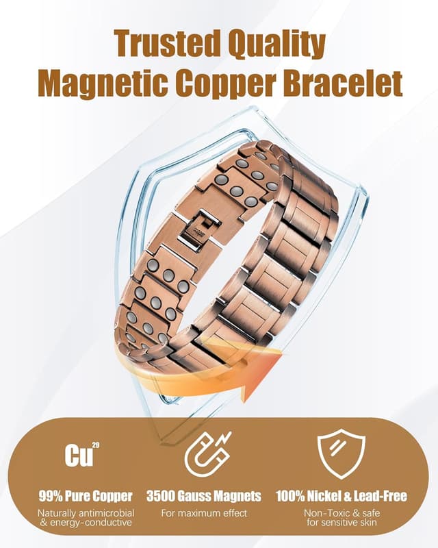 Thumbnail 1 de Magnetic copper bracelet 23cm 3X strength