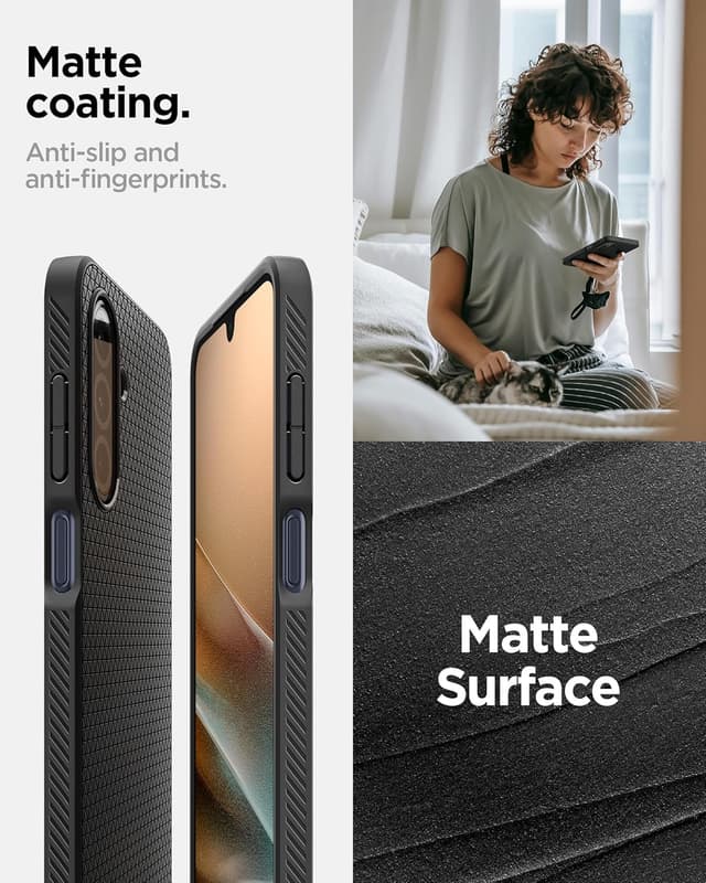 Detalle de Spigen Liquid Air Hülle für Samsung Galaxy A26 5G – Matte Black mit Anti-Rutsch und Kameraschutz